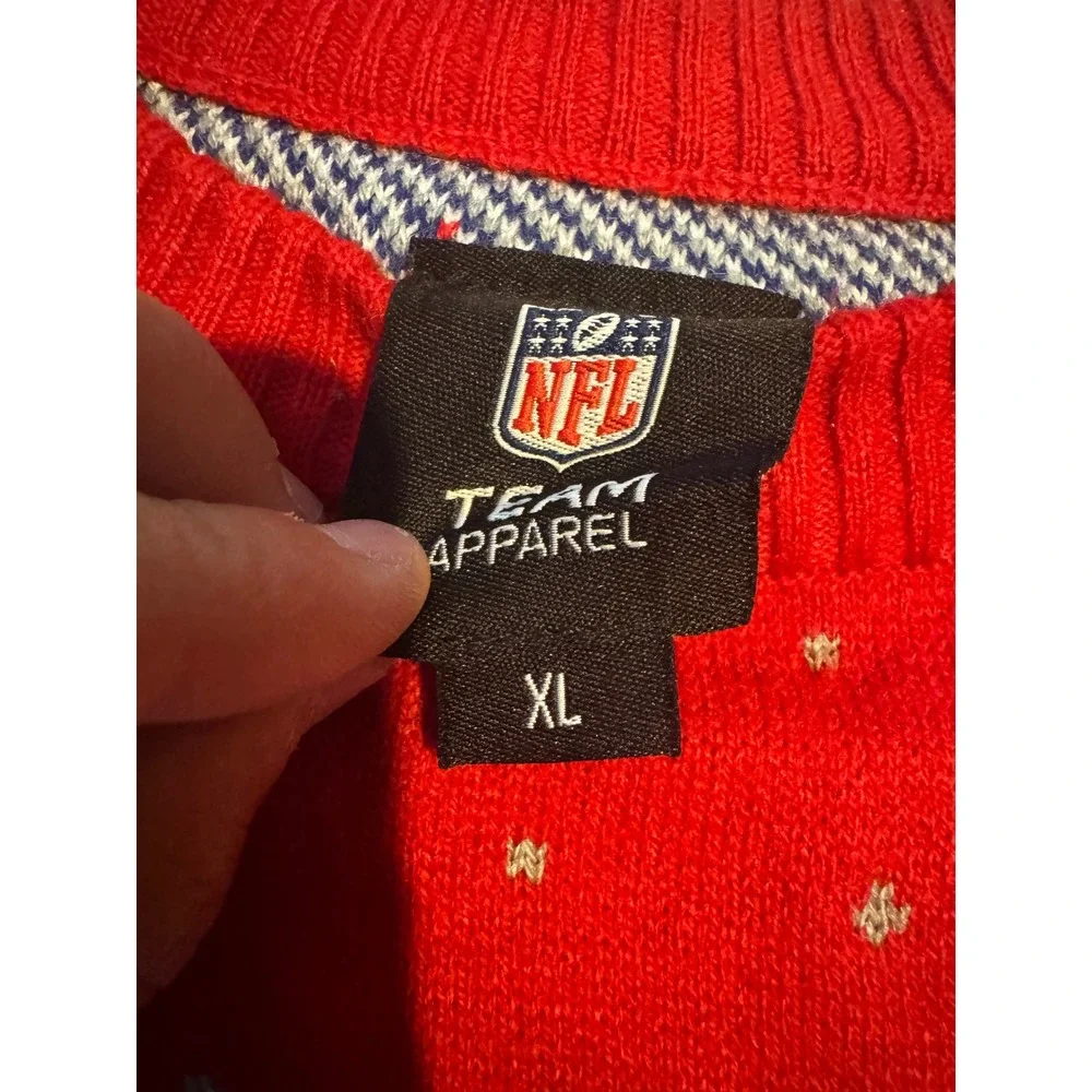 NFL Team Apparel New York Giants Ugly Christmas Sweater Mens XL Blue Red Stadium